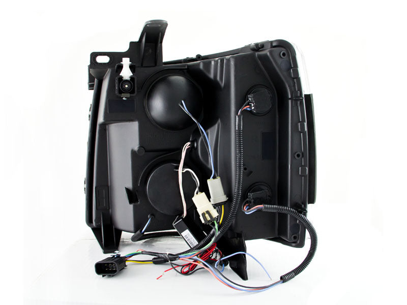 ANZO 2007-2013 Chevrolet Silverado 1500 Projector Headlights with Halo C, featuring clear lens and chrome housing.