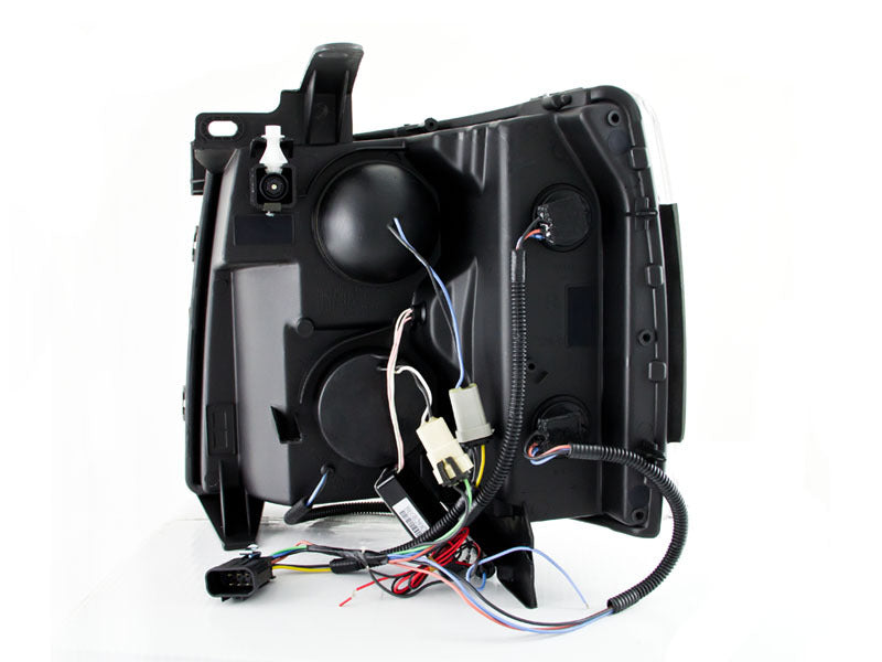 ANZO 2007-2013 Chevrolet Silverado 1500 Projector Headlights with Halo C, featuring clear lens and chrome housing.