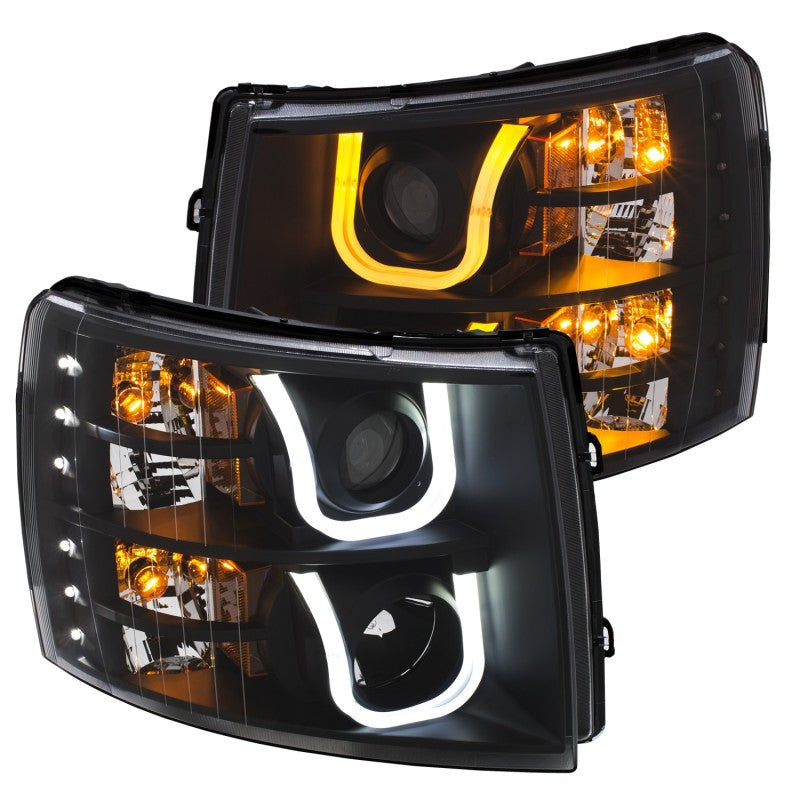 ANZO 2007-2013 Chevrolet Silverado 1500/2500 Projector Headlights showcasing sleek design and advanced lighting technology.