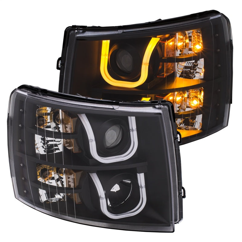 ANZO 2007-2013 Chevrolet Silverado 1500/2500 Projector Headlights showcasing sleek design and advanced lighting technology.