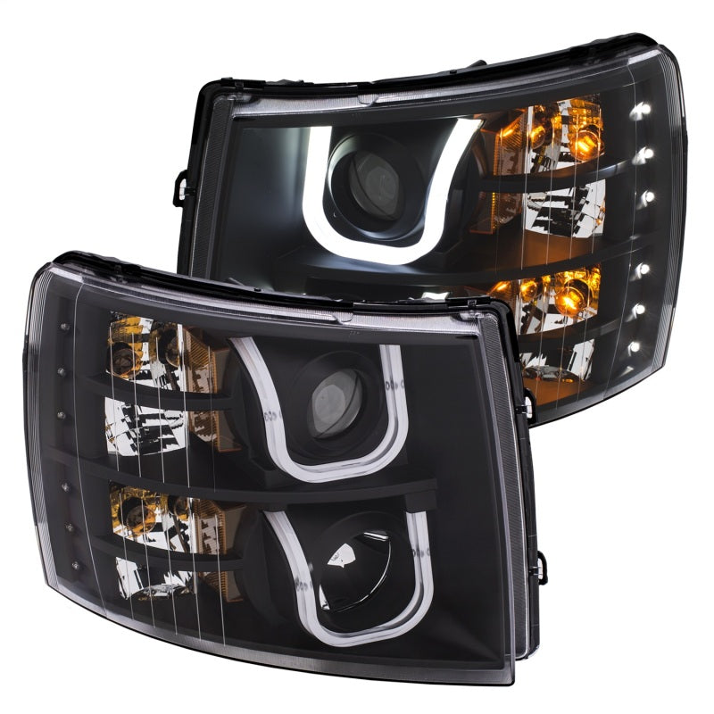 ANZO 2007-2013 Chevrolet Silverado 1500/2500 Projector Headlights showcasing sleek design and advanced lighting technology.