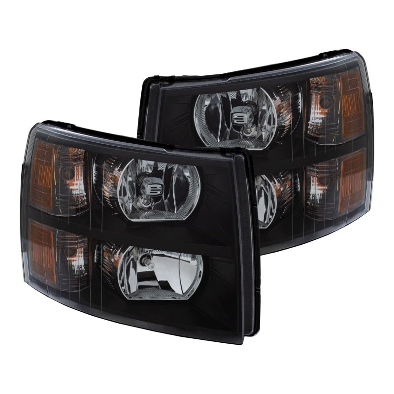 ANZO 2007-2013 Chevrolet Silverado Crystal Headlights with clear lens and black housing, showcasing modern design and superior visibility.