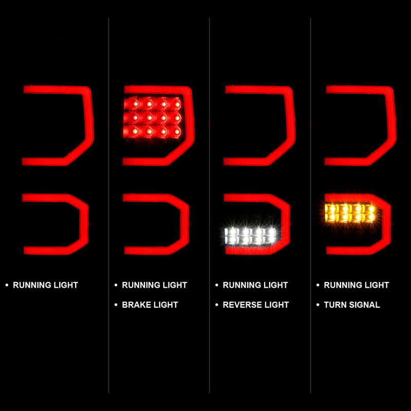 ANZO LED taillights for 2007-2013 Toyota Tundra, featuring a plank style design and smoke lens for enhanced visibility and modern aesthetics.