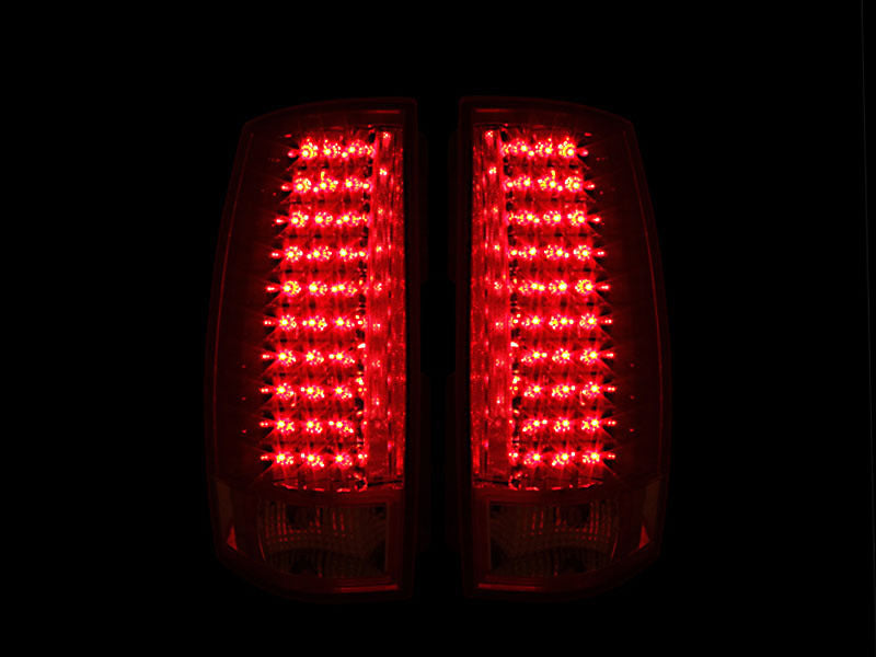 ANZO LED taillights for 2007-2014 Chevrolet Suburban featuring a clear lens and chrome housing.