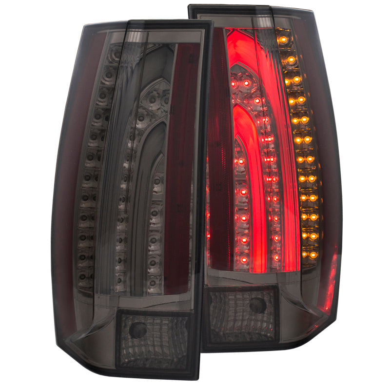 ANZO LED taillights for 2007-2014 Chevrolet Suburban with smoke lens, showcasing modern design and enhanced visibility.