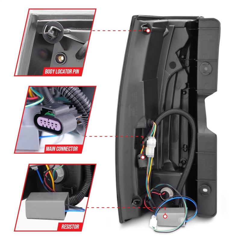 ANZO LED taillights for 2007-2014 Chevrolet Suburban with smoke lens, showcasing modern design and enhanced visibility.