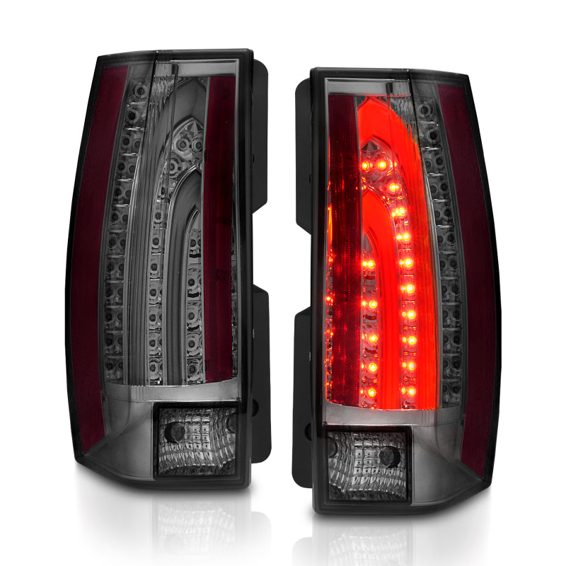 ANZO LED taillights for 2007-2014 Chevrolet Suburban with smoke lens, showcasing modern design and enhanced visibility.