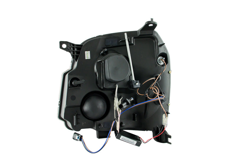 ANZO 2007-2014 GMC Yukon Projector Headlights with Halo Black, featuring clear lens and black housing for a modern look.