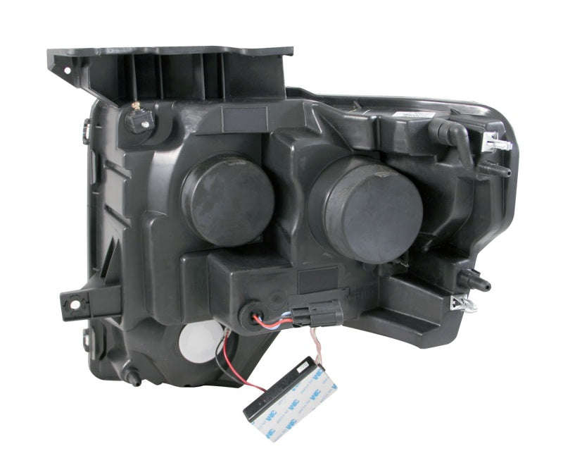 ANZO 2009-2014 Ford F-150 Projector Headlights with Halo Chrome, showcasing clear lens and chrome housing.