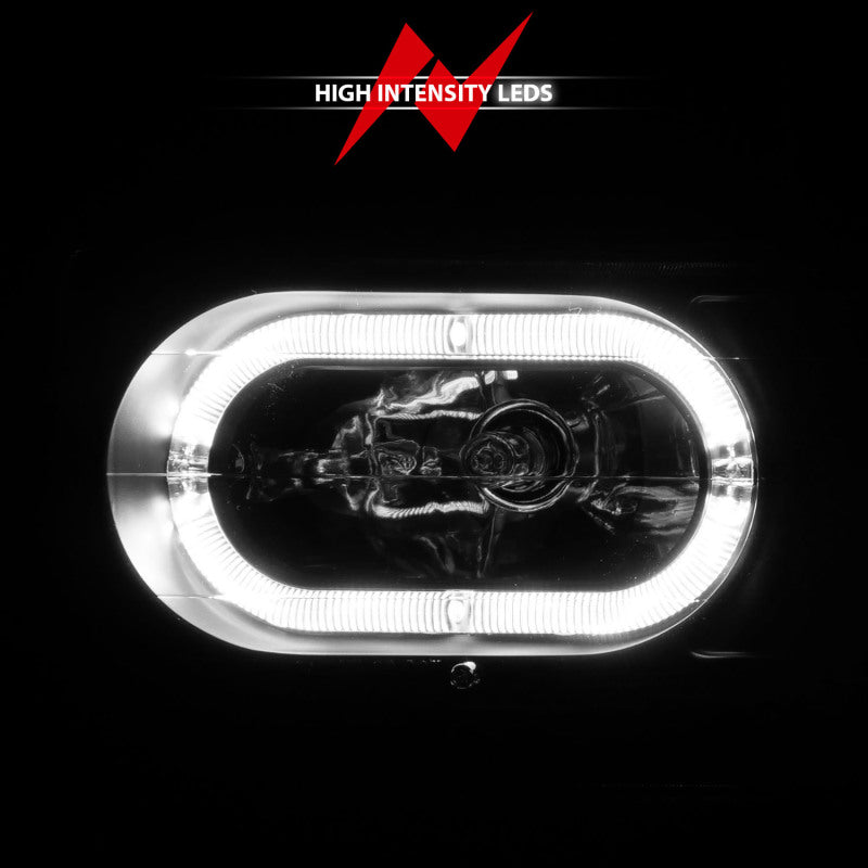 ANZO 88-98 Chevrolet C1500 Crystal Headlights with black housing, showcasing clear lenses and modern design.