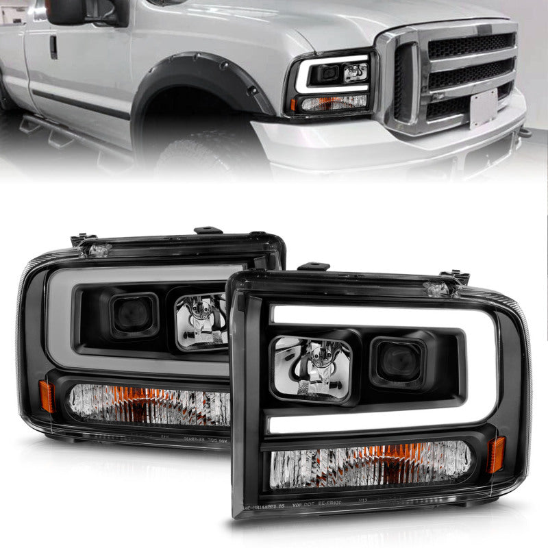 ANZO 99-04 Ford F250/F350/F450/Excursion Projector Headlight showcasing modern design and powerful light output.