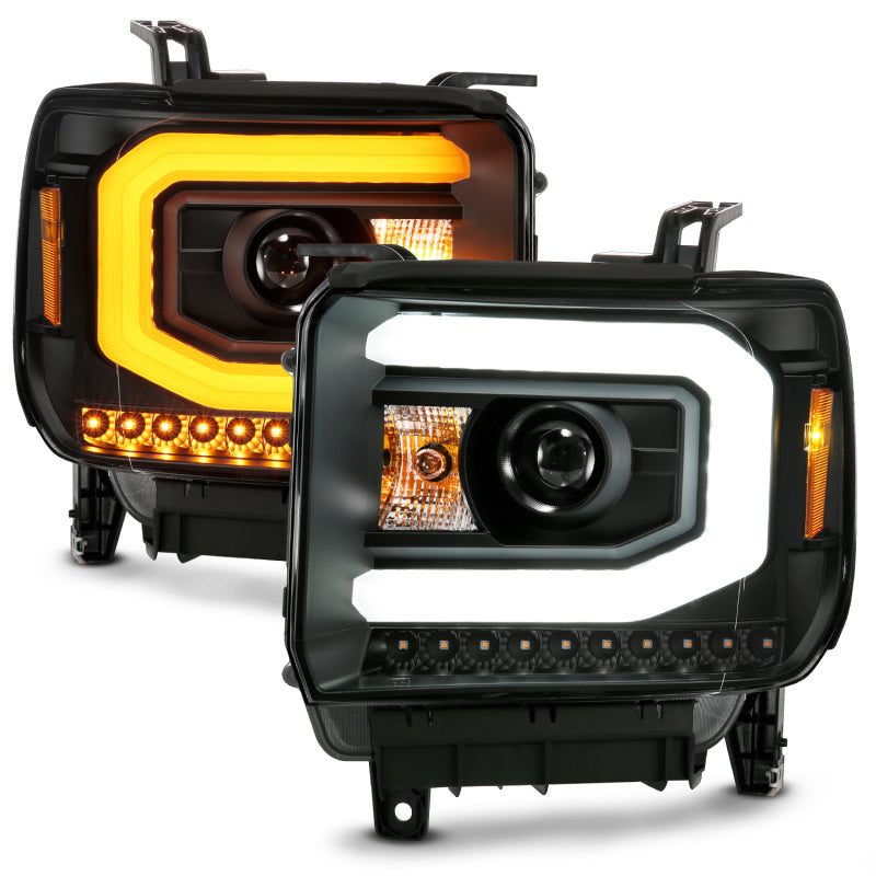 ANZO GMC Sierra 1500 14-15 2500H/15-19 Projector Headlight Plank Style showcasing sleek design and advanced projector technology.