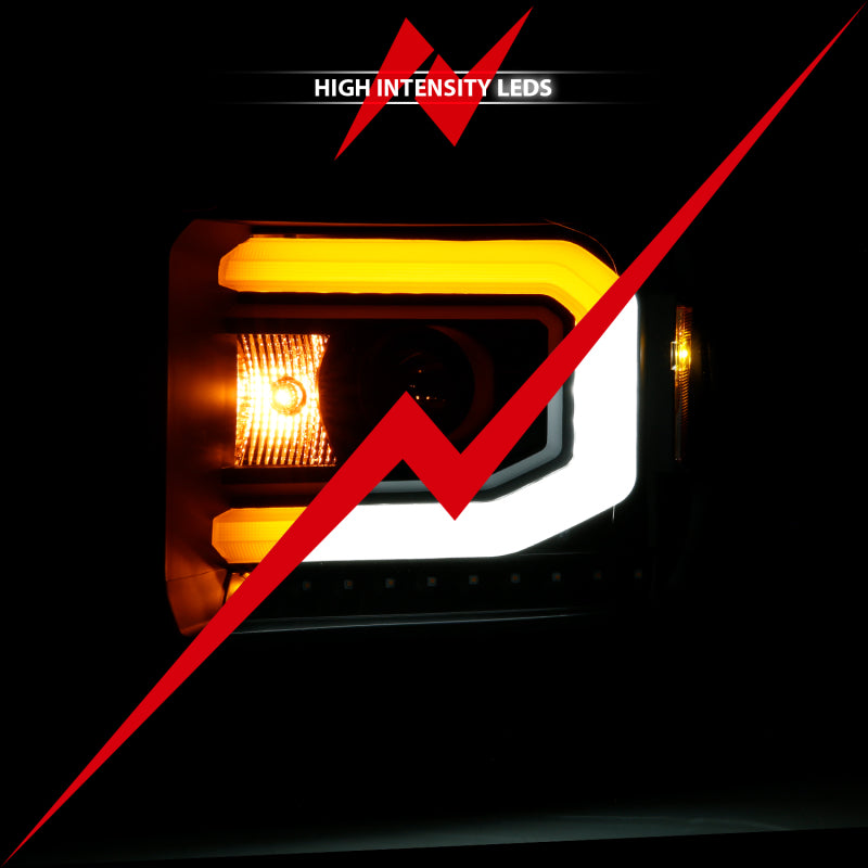 ANZO GMC Sierra 1500 14-15 2500H/15-19 Projector Headlight Plank Style showcasing sleek design and advanced projector technology.