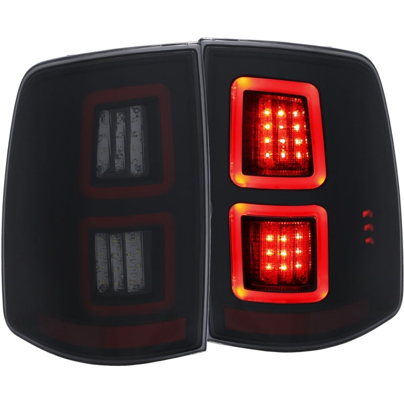 ANZO LED Smoke Taillights for Dodge Ram 1500/2500/3500, featuring a sleek smoke lens and LED technology for enhanced visibility.