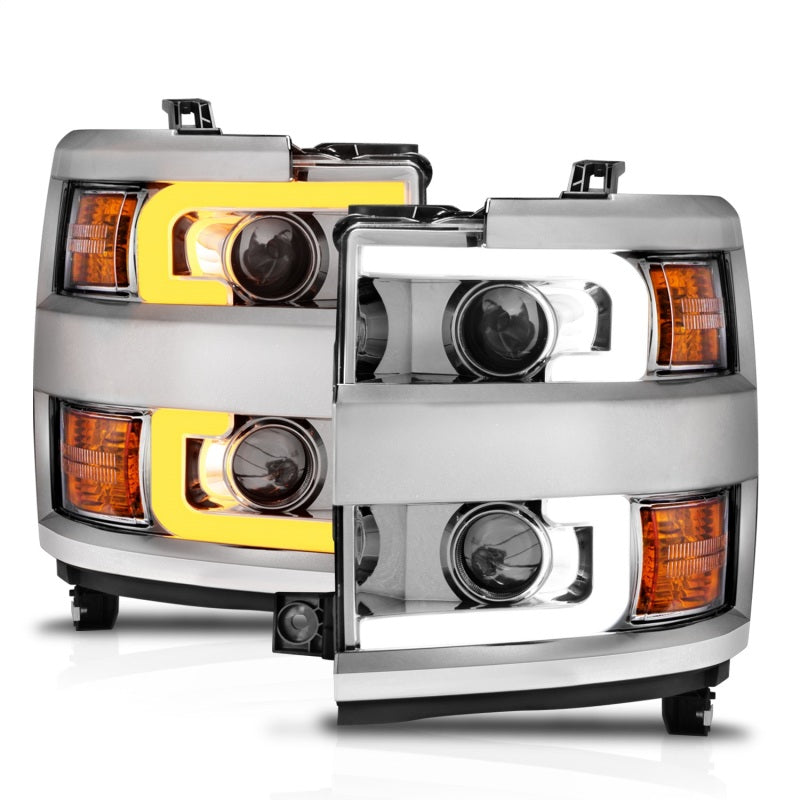 ANZO Projector Headlights for 2015-2019 Chevrolet Silverado 2500HD and 3500HD, showcasing sleek design and advanced lighting technology.