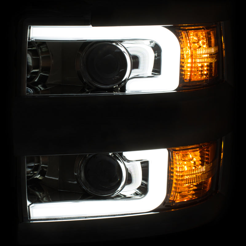 ANZO Projector Headlights for 2015-2019 Chevrolet Silverado 2500HD and 3500HD, showcasing sleek design and advanced lighting technology.