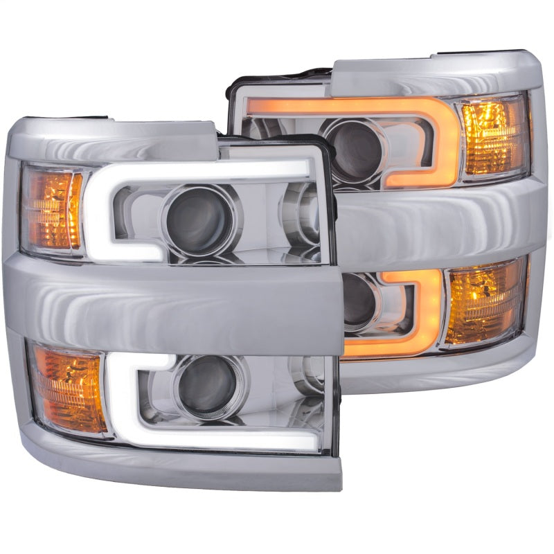 ANZO Projector Headlights for 2015-2019 Chevrolet Silverado 2500HD and 3500HD, showcasing sleek design and advanced lighting technology.