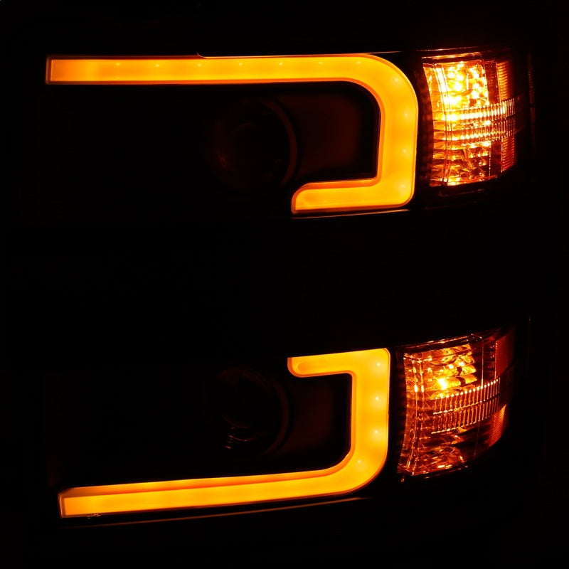 ANZO Projector Headlights for 2015-2017 Chevrolet Silverado 2500HD and 3500HD, showcasing sleek design and advanced lighting technology.