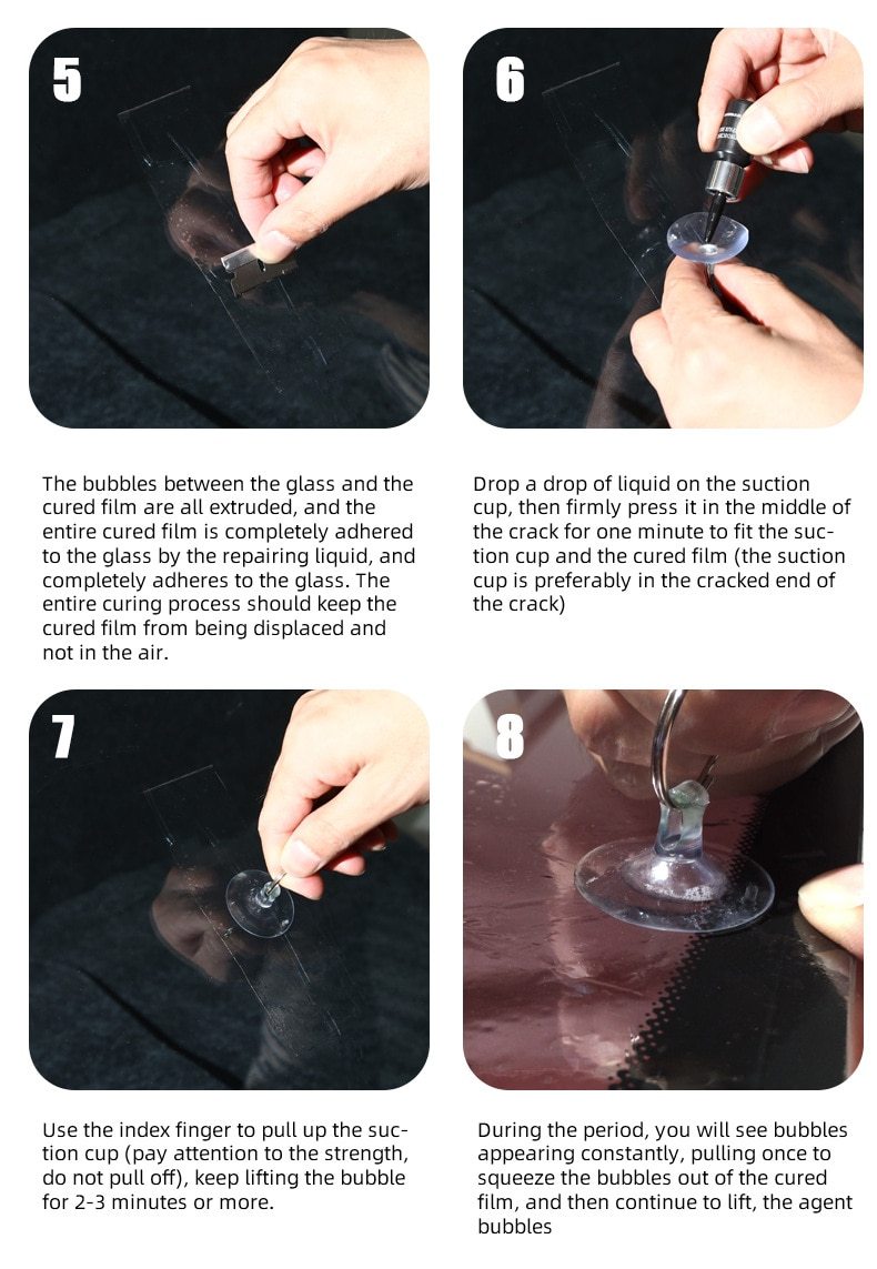 Auto Glass Windshield Repair Tool Set featuring 5 bottles of resin for effective windshield chip repair.