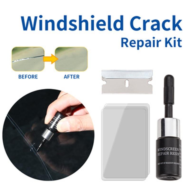 Auto Glass Windshield Repair Tool Set featuring 5 bottles of resin for effective windshield chip repair.