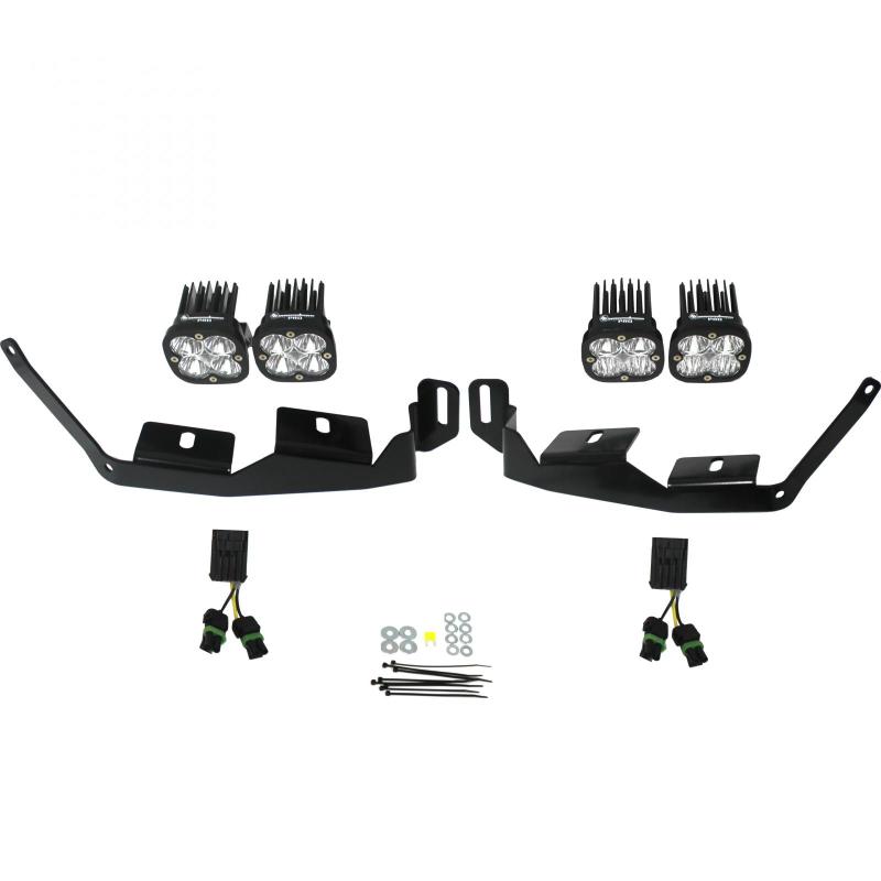 Baja Designs Unlimited Headlight Kit for Polaris RZR XP1000 and RS1, showcasing LED lights and rugged design.