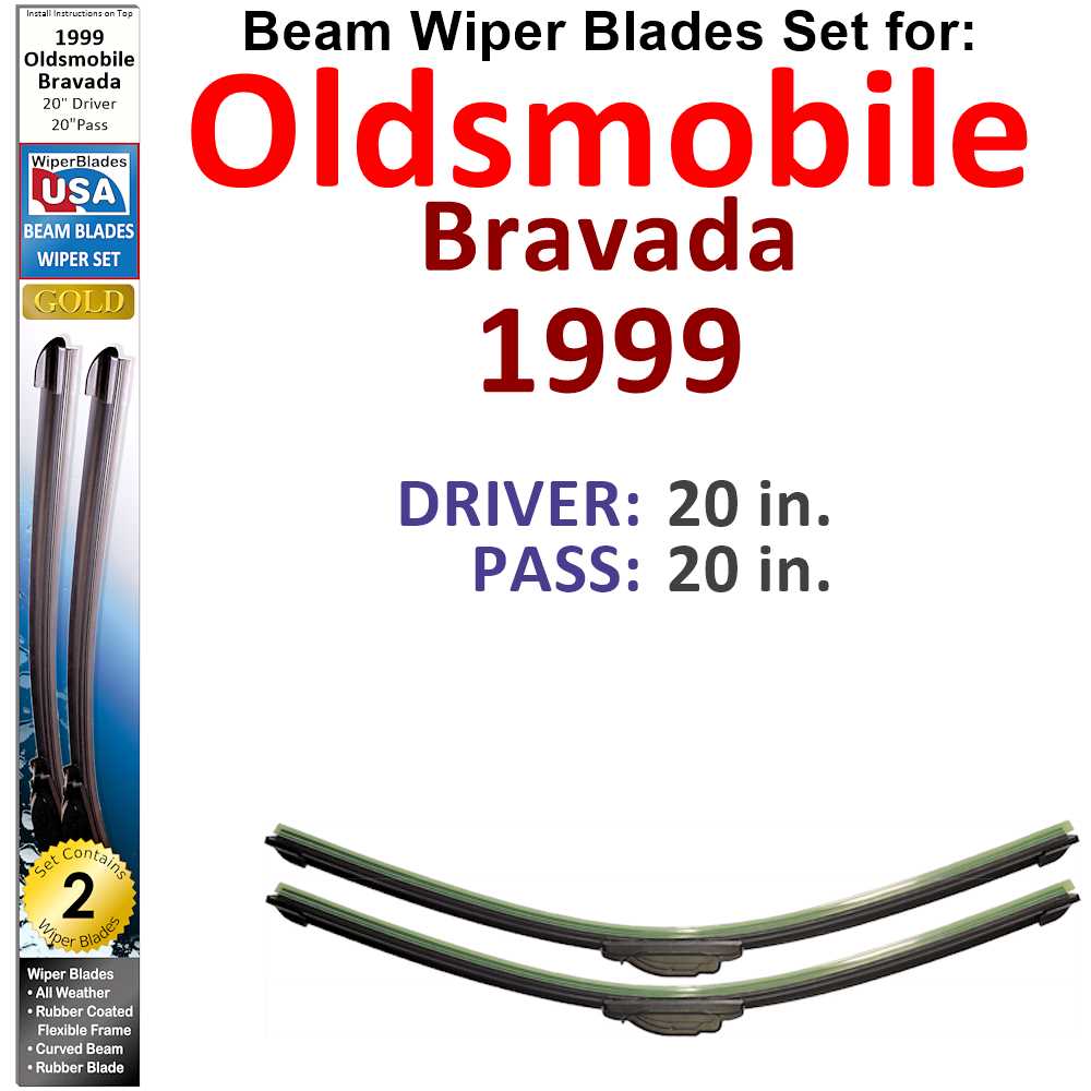 Set of two Beam Wiper Blades designed for 1999 Oldsmobile Bravada, showcasing their flexible and durable construction.