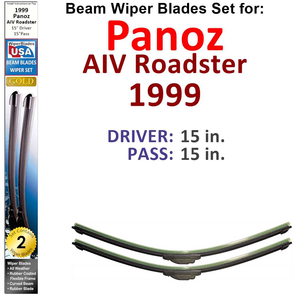 Set of two Beam Wiper Blades designed for 1999 Panoz AIV Roadster, showcasing their flexible and sealed design for optimal performance.