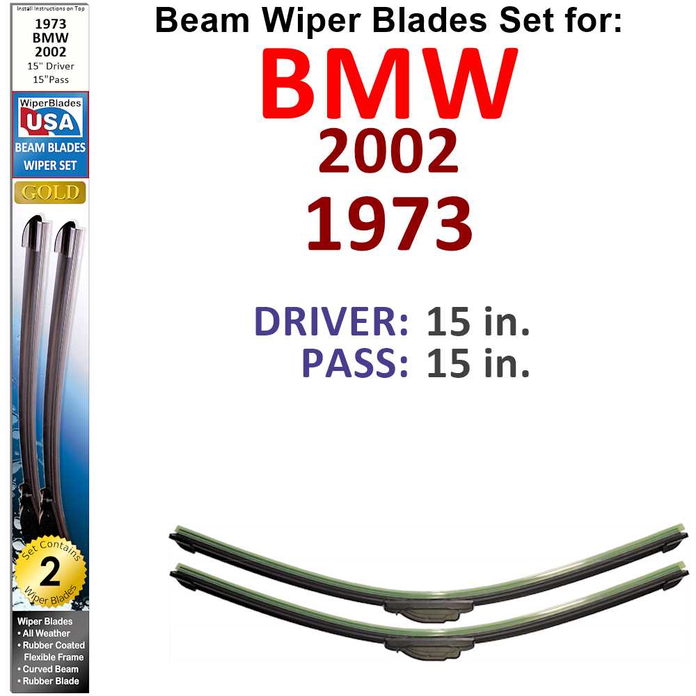 Set of two Beam Wiper Blades designed for 1973 BMW 2002, showcasing their flexible and durable construction.