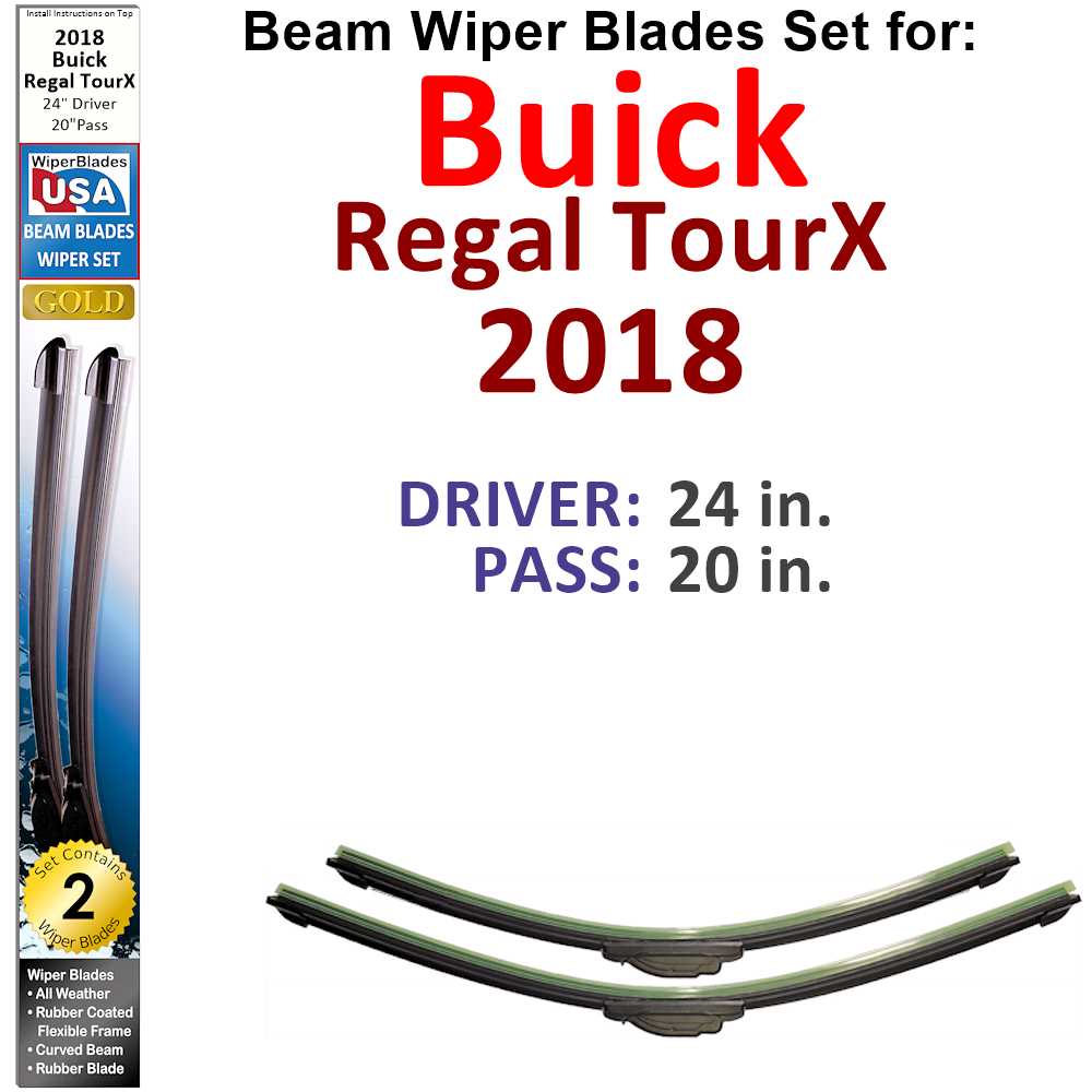 Set of two Beam Wiper Blades designed for 2018 Buick Regal TourX, showcasing their sleek design and durable construction.