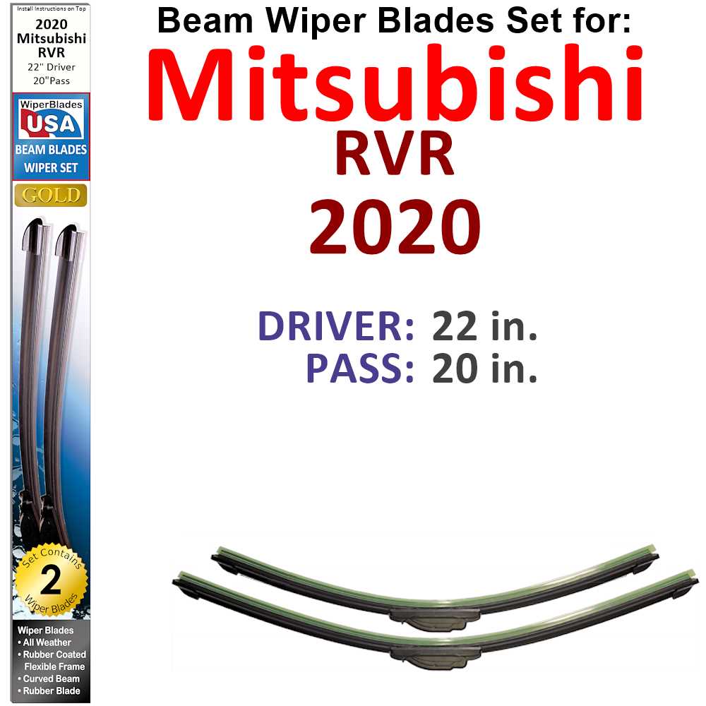 Set of two Beam Wiper Blades designed for 2020 Mitsubishi RVR, showcasing their flexible and durable construction.