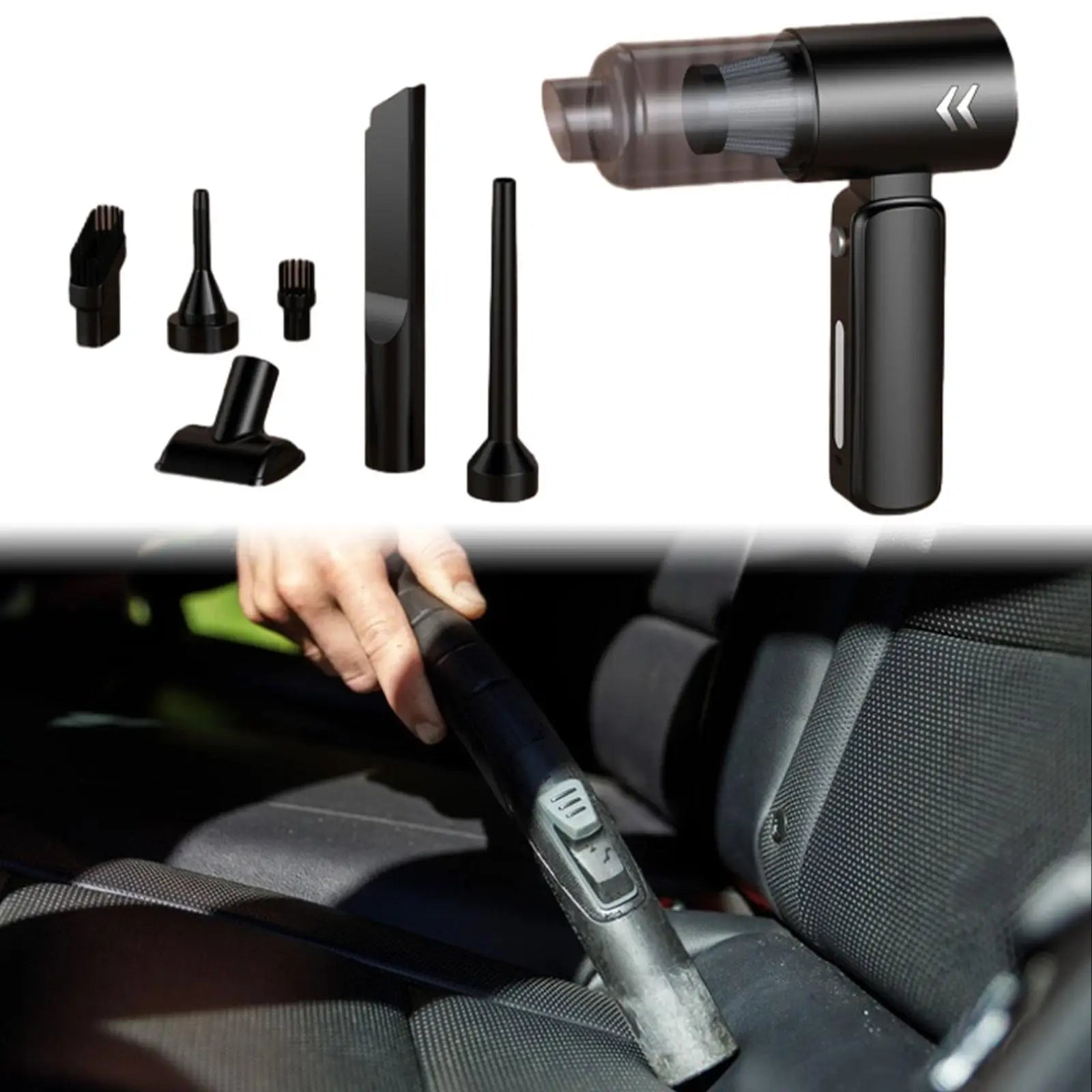 Lightweight handheld vacuum cleaner with powerful 8000PA suction, designed for home and car use.