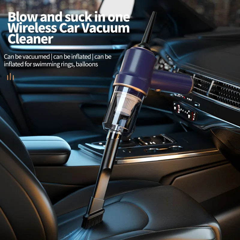 Wireless Mini Car Vacuum Cleaner with strong suction and portable design, ideal for car cleaning.