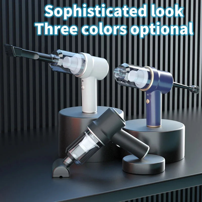 Wireless Mini Car Vacuum Cleaner with strong suction and portable design, ideal for car cleaning.