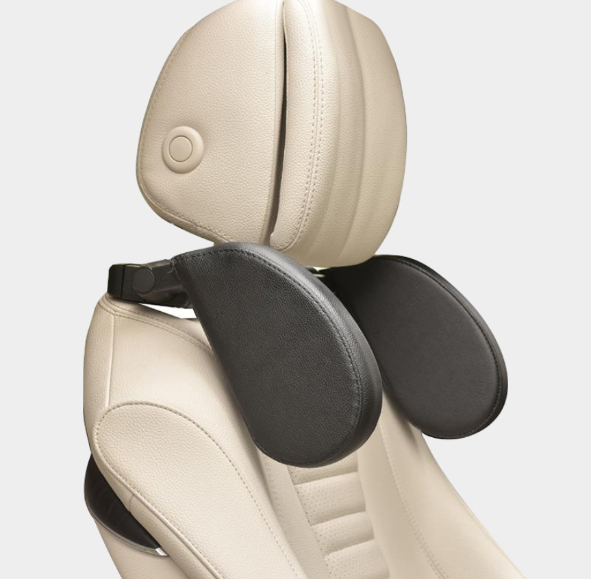 Car rear headrest sleeping artifact designed for children and adults, featuring leather exterior and high resilience cotton filling for comfort.