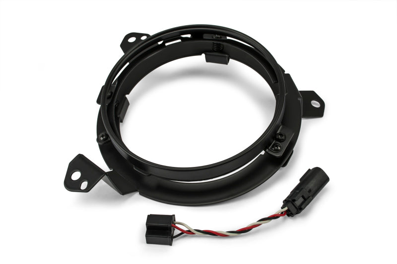 DV8 Offroad 7in Headlights Adapter Kit for Jeep JL and Gladiator, showcasing the components and wiring harness.