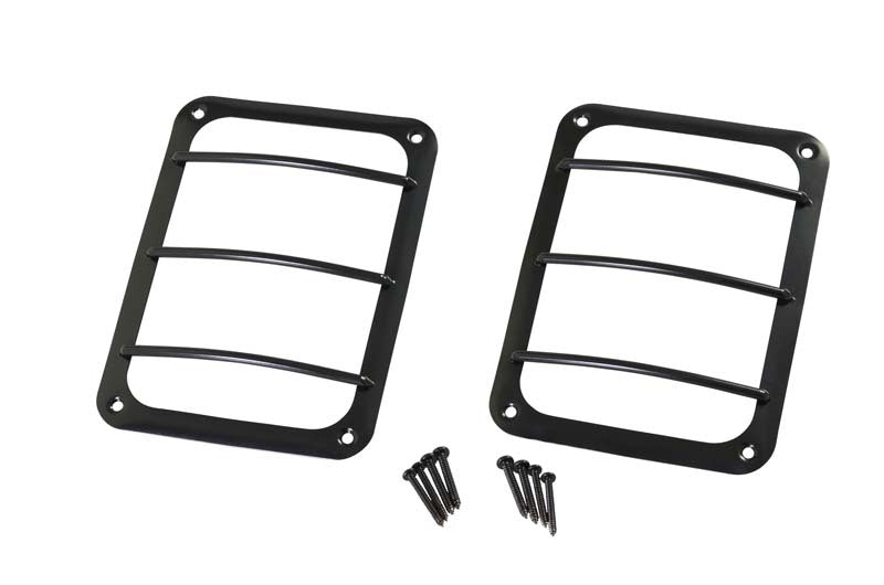 Kentrol 07-18 Jeep Wrangler JK Taillight Guard Pair in powdercoat black, showcasing its sleek design and durable construction.