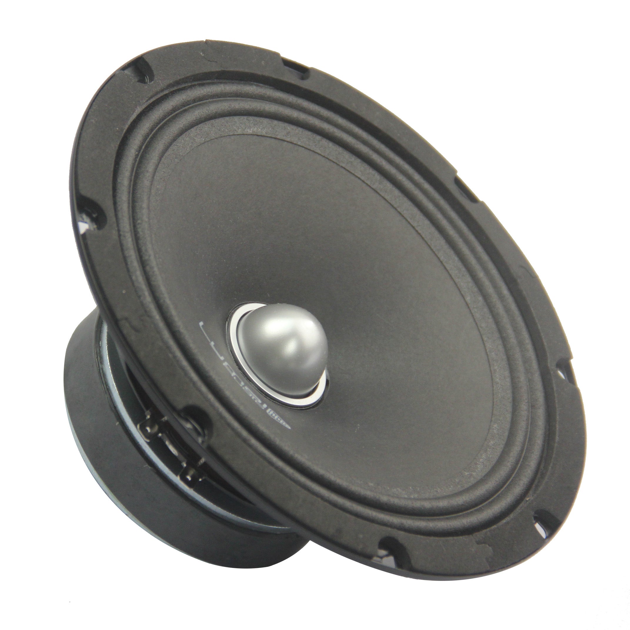 LA-EP80B 8-inch midrange loudspeakers with bullet design, showcasing robust construction and high-performance features for car audio systems.