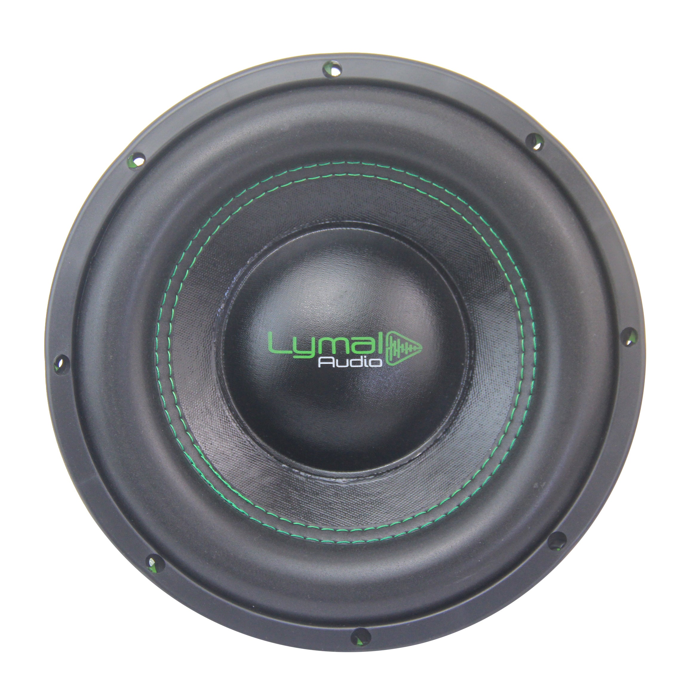 Lymal Audio LA-EPX10D4 10-inch subwoofer showcasing its dual voice coils and polypropylene cone, designed for powerful bass performance.