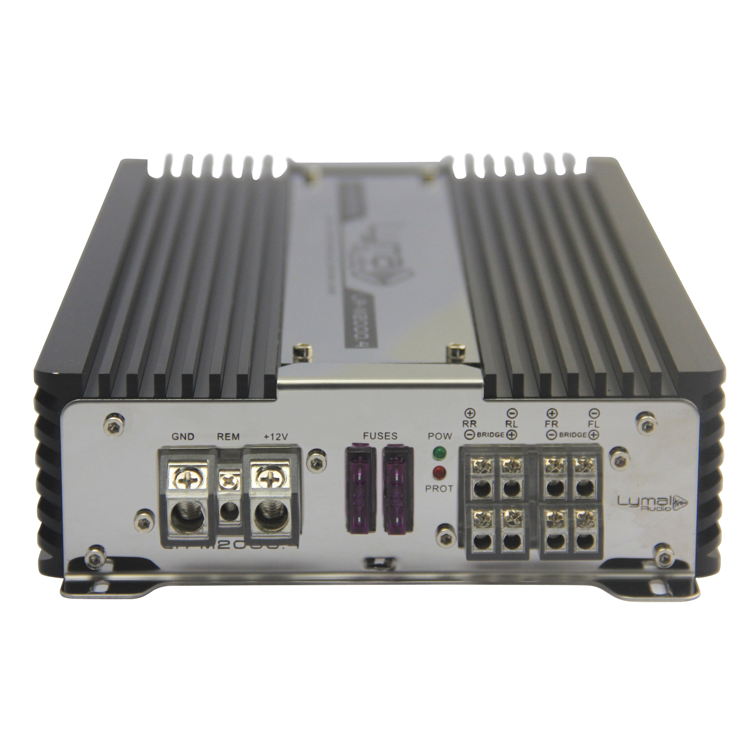 LA-M2000.4 2000 Watts 4 Channel Car Amplifier with sleek design and detailed specifications.