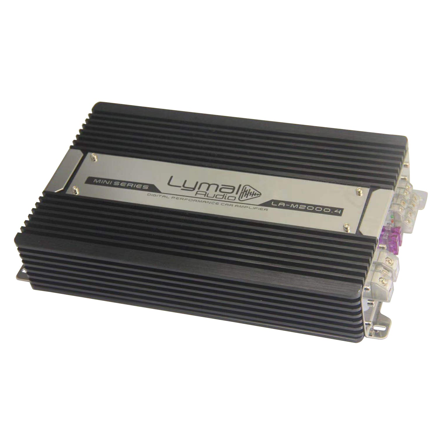 LA-M2000.4 2000 Watts 4 Channel Car Amplifier with sleek design and detailed specifications.