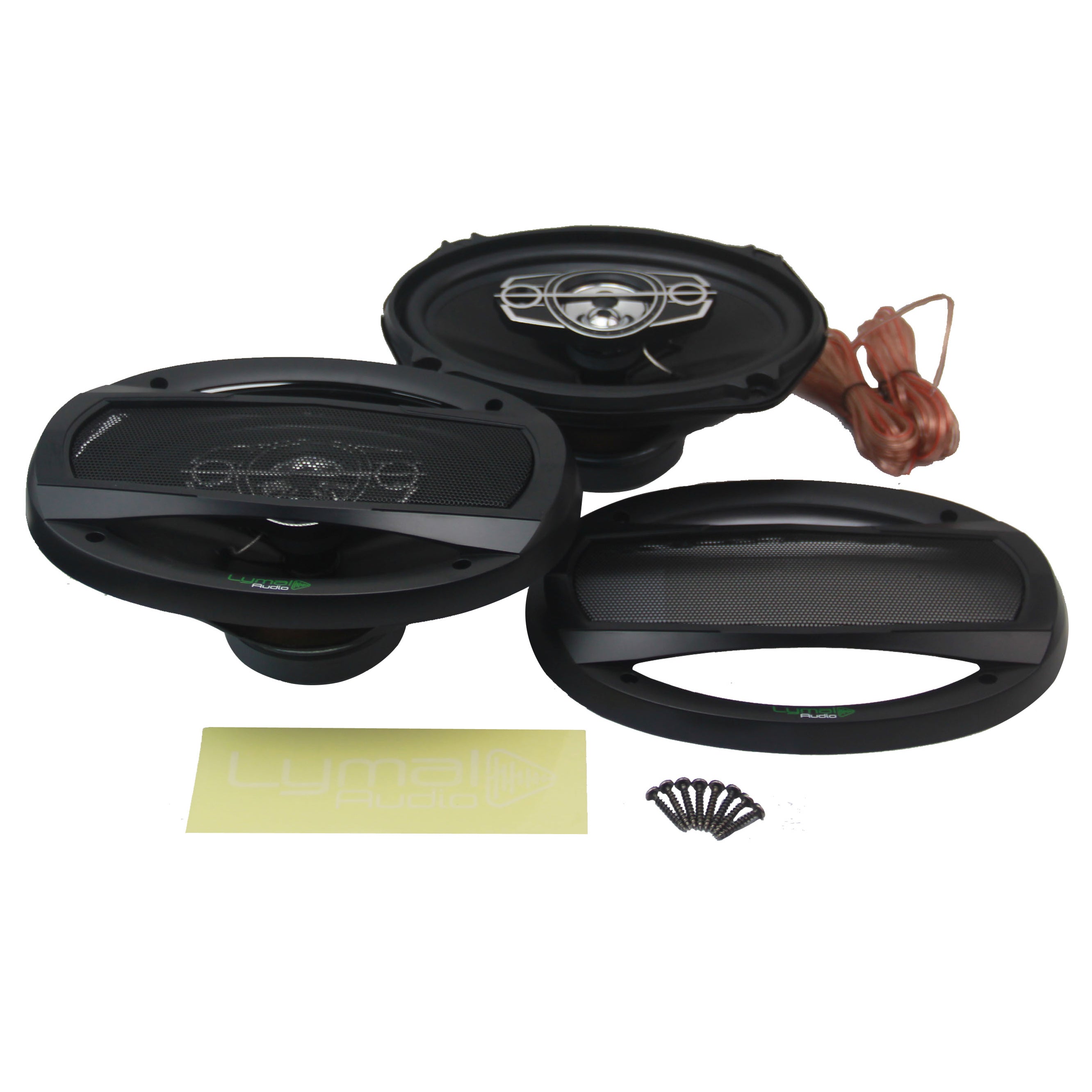 LT-CX69 6 x 9 inch 4-way coaxial speakers with a sleek design, showcasing the injection cone and tweeter components.