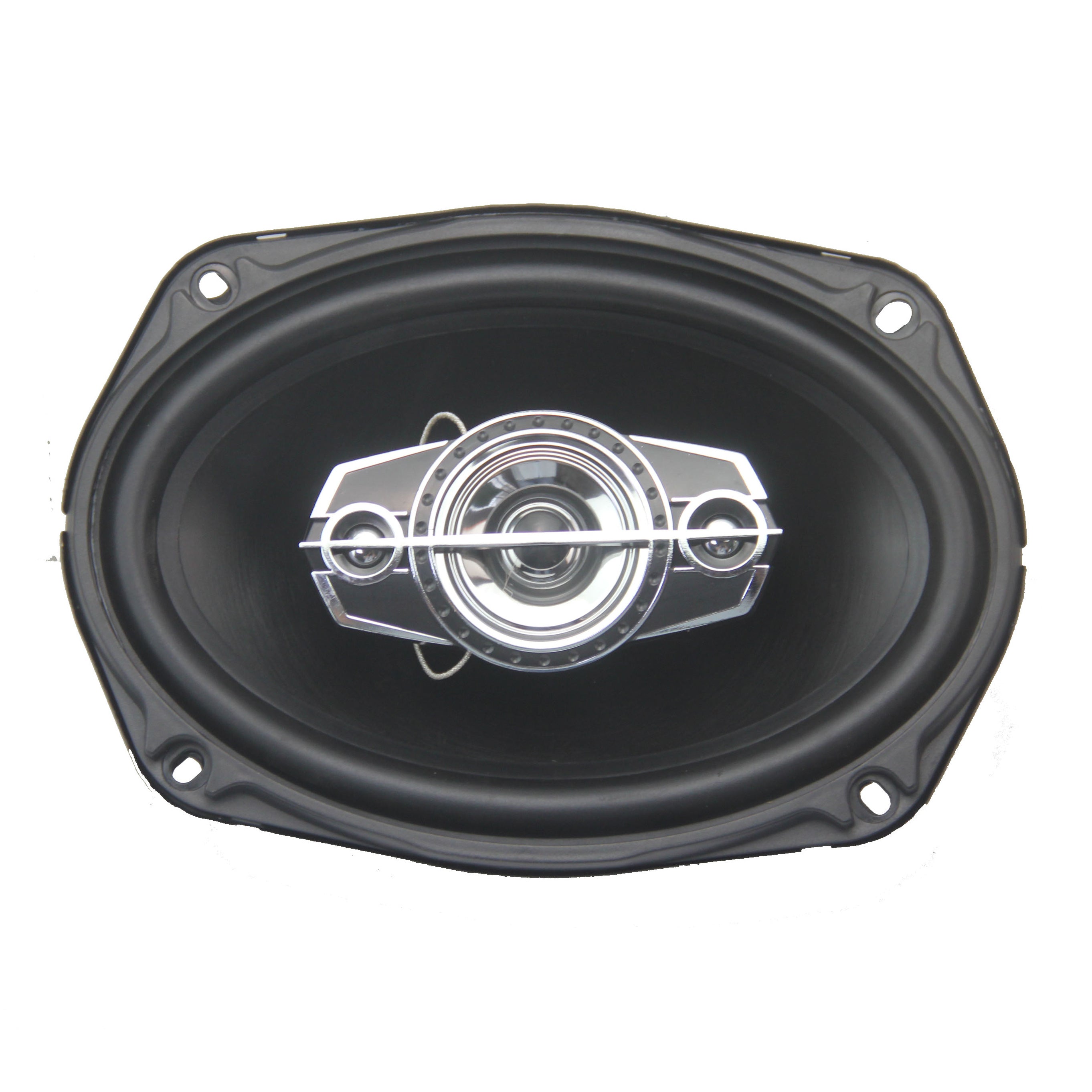LT-CX69 6 x 9 inch 4-way coaxial speakers with a sleek design, showcasing the injection cone and tweeter components.