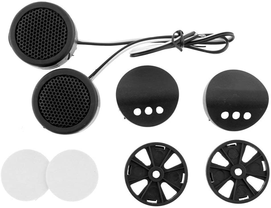 LT-DOME1 High Performance Piezo Car Tweeters showcasing their sleek design and included mounting accessories.
