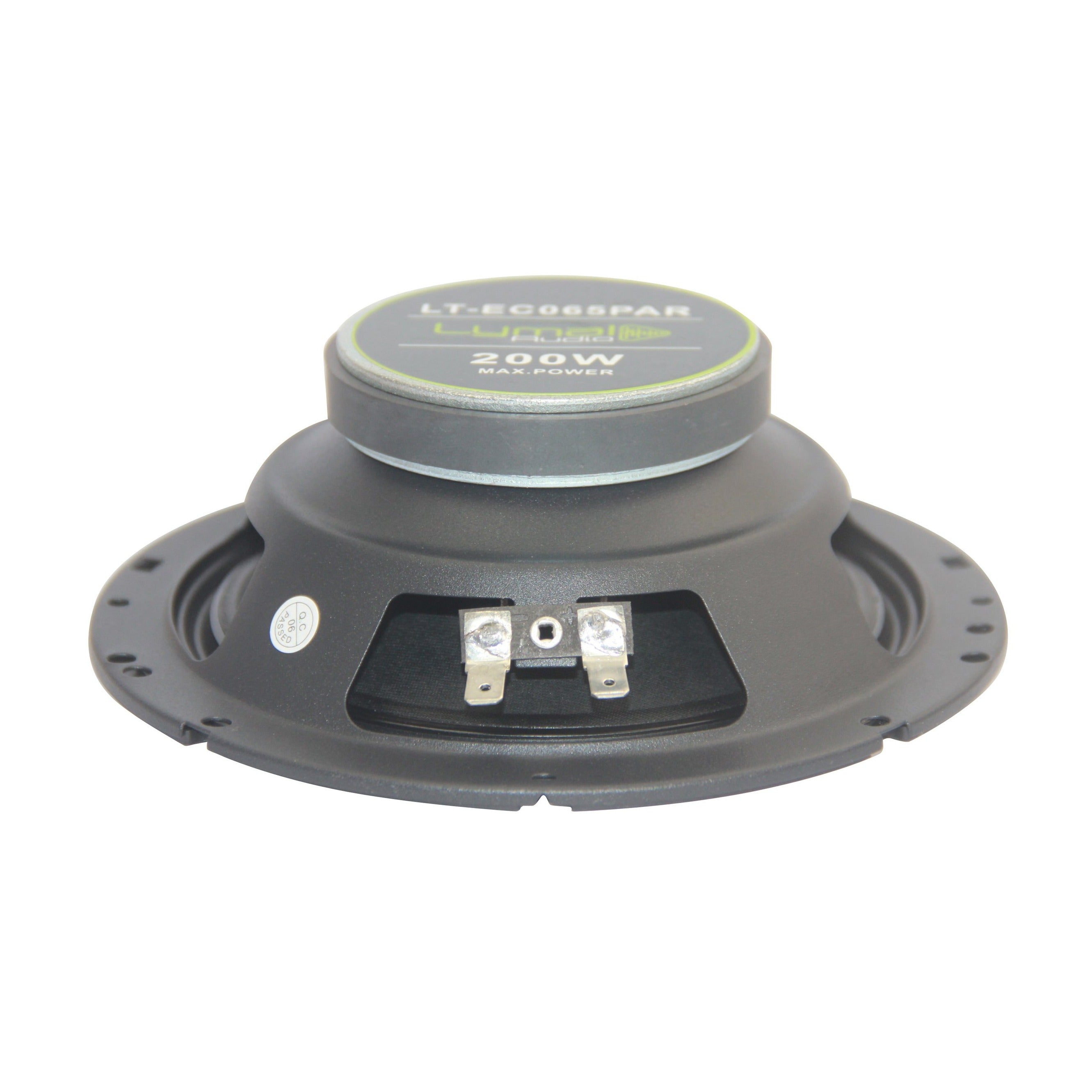 LT-ECO65PAR 6.5-inch mid car audio speakers with bullet design, showcasing robust construction and sleek appearance.