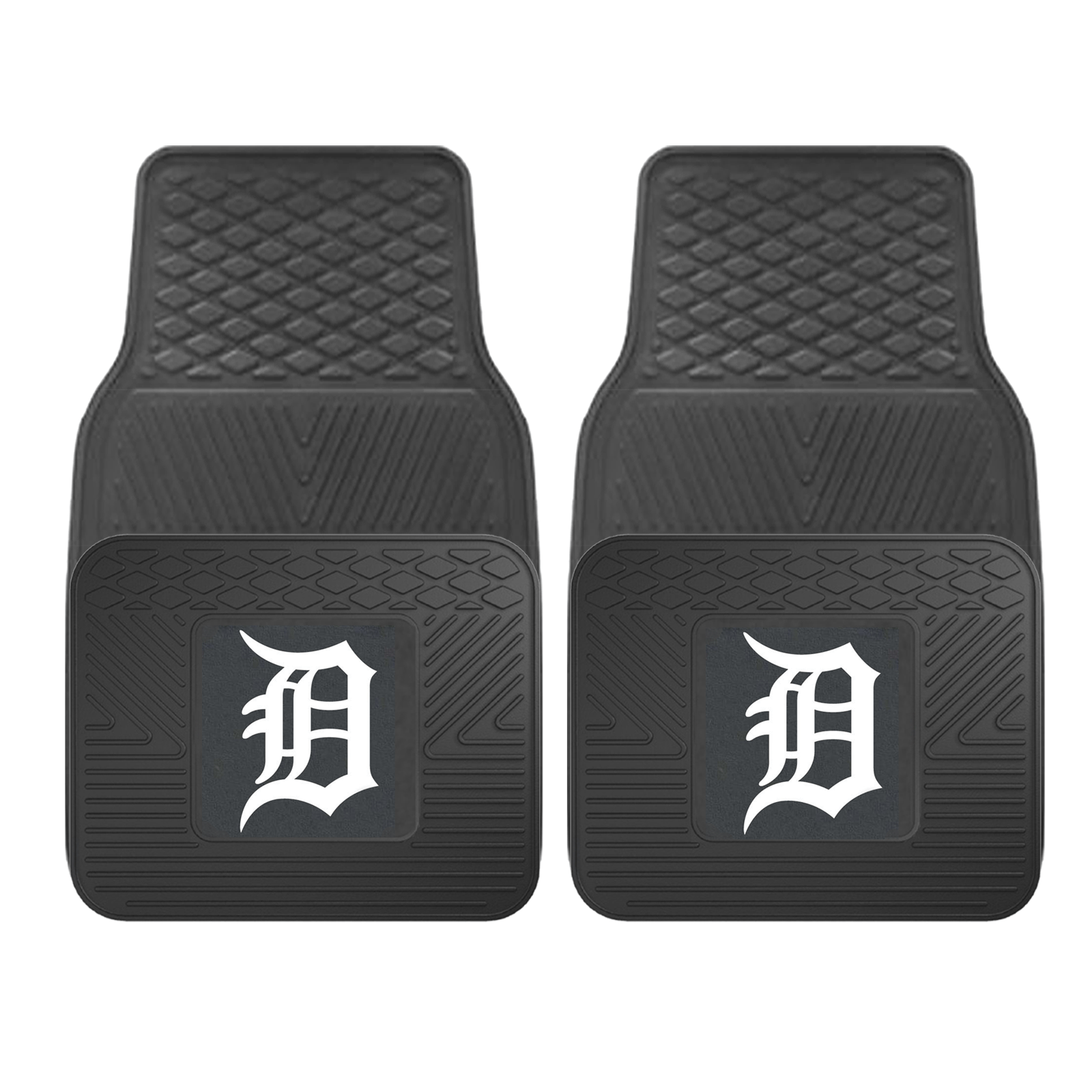 MLB 2-PC Vinyl Car Mat Set featuring vibrant team logos and heavy-duty construction, designed to protect vehicle flooring.