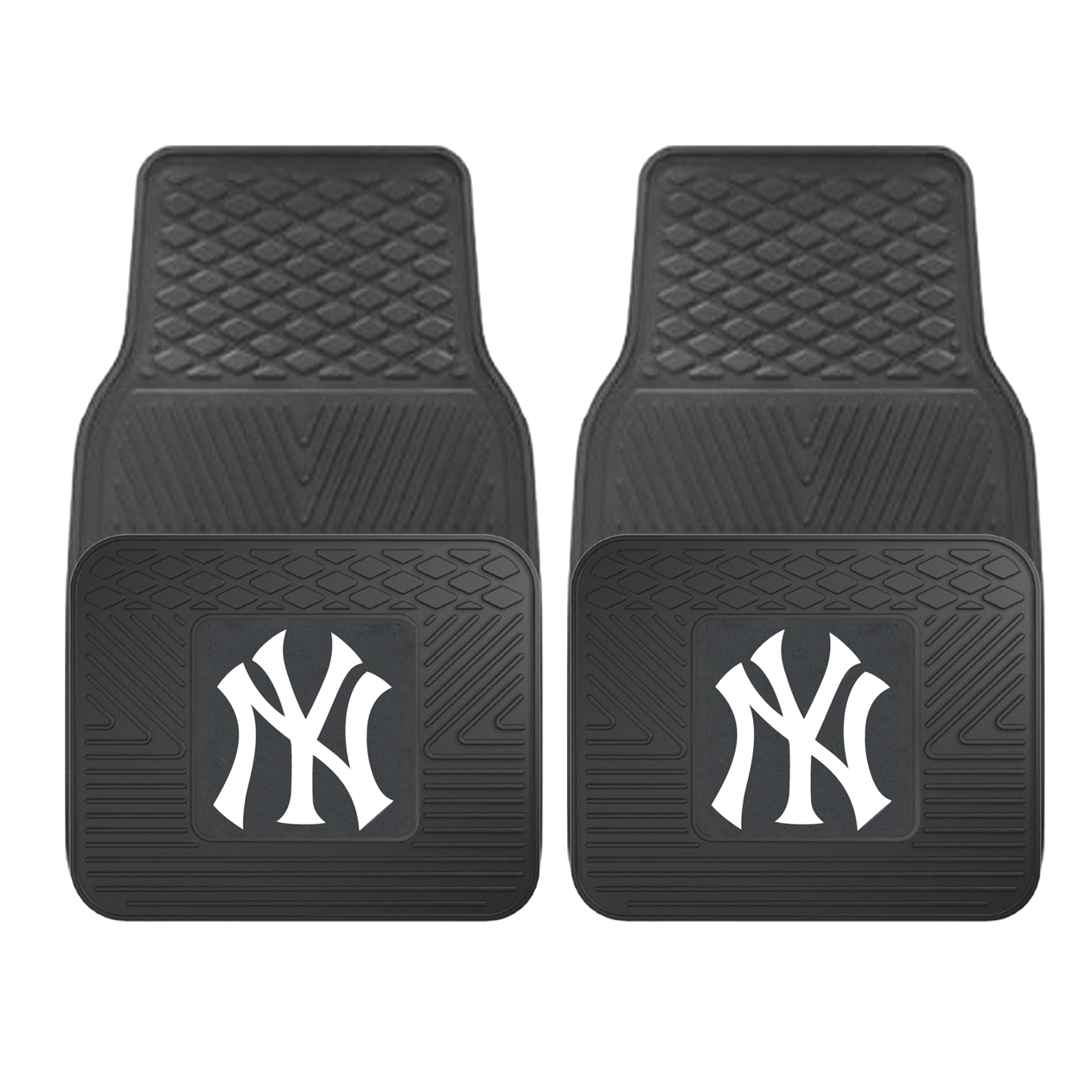 MLB 2-PC Vinyl Car Mat Set featuring vibrant team logos and heavy-duty construction, designed to protect vehicle flooring.