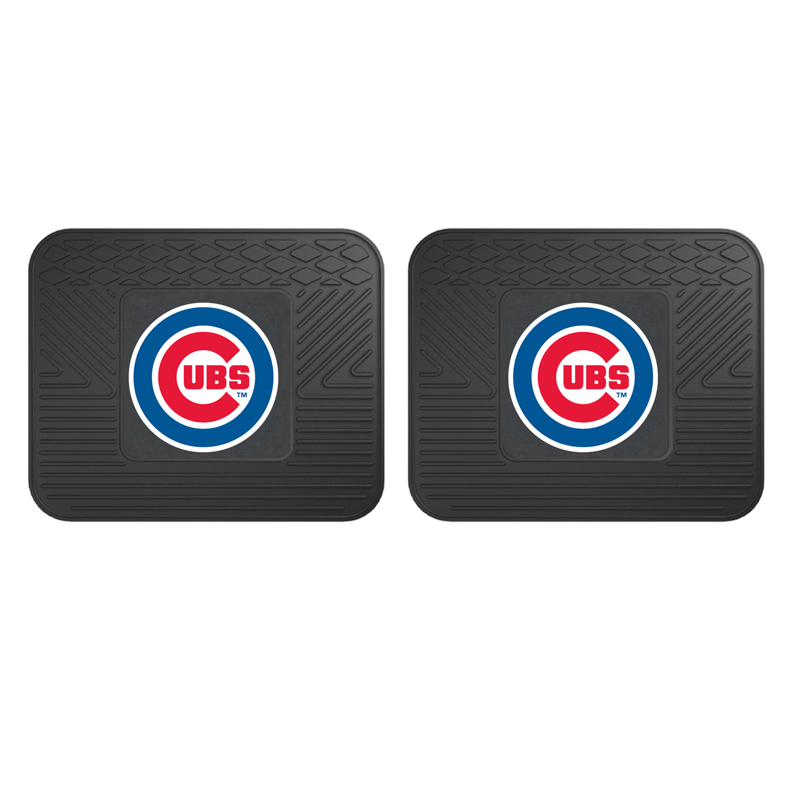 MLB 2-PC Vinyl Utility Mat Set featuring durable rubber construction and team logo, ideal for automotive and home use.