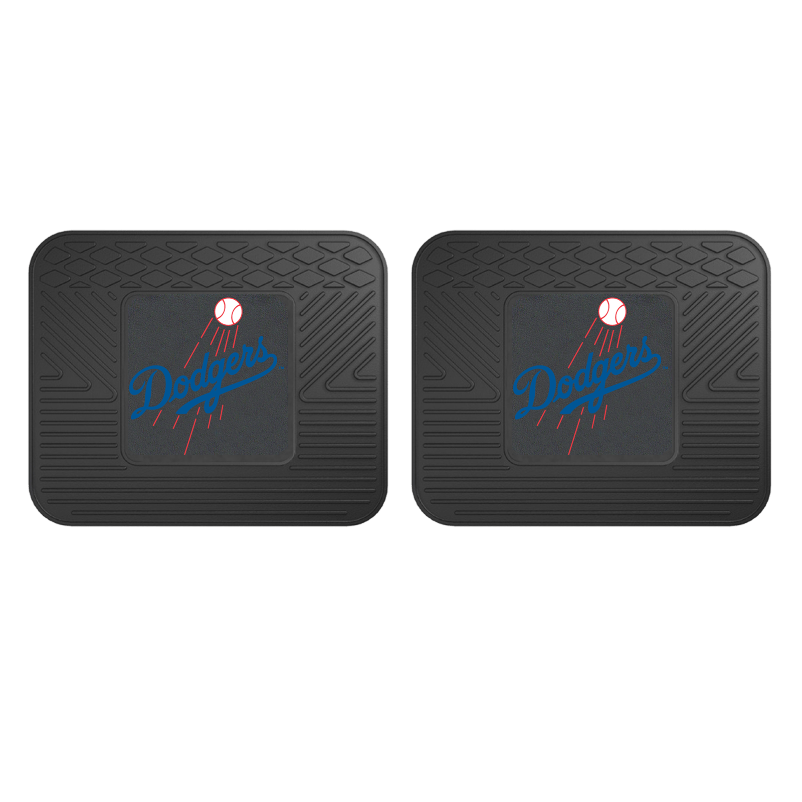 MLB 2-PC Vinyl Utility Mat Set featuring durable rubber construction and team logo, ideal for automotive and home use.
