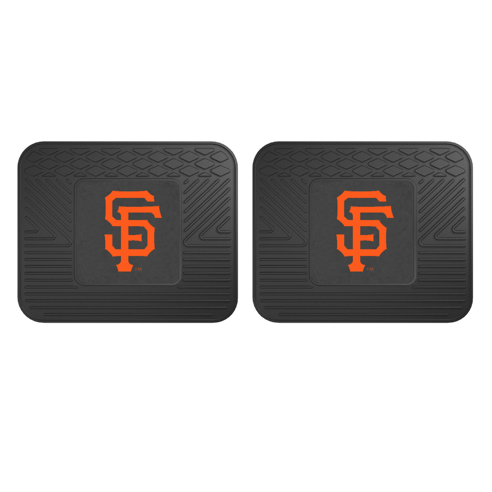 MLB 2-PC Vinyl Utility Mat Set featuring durable rubber construction and team logo, ideal for automotive and home use.