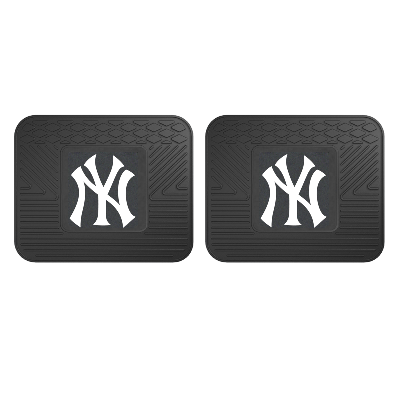 MLB 2-PC Vinyl Utility Mat Set featuring durable rubber construction and team logo, ideal for automotive and home use.